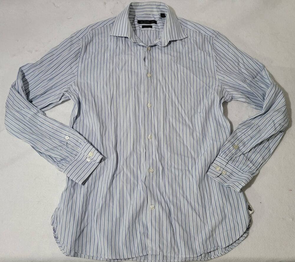 John Varvatos Slim Fit Blue pin stripe button up shirt Size 15 1/2 | 32/33
